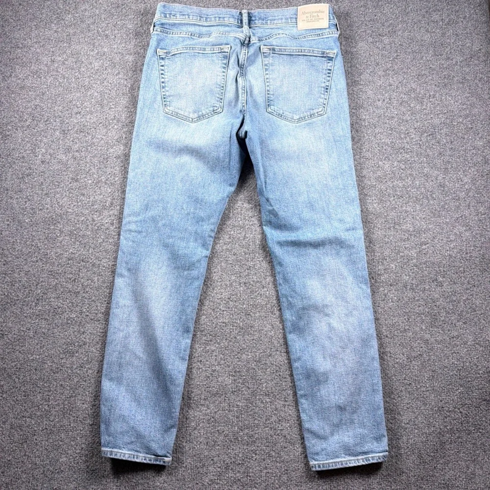 Abercrombie & Fitch Skinny Jeans Taper Mens 31x28 Light Blue Stretch Denim